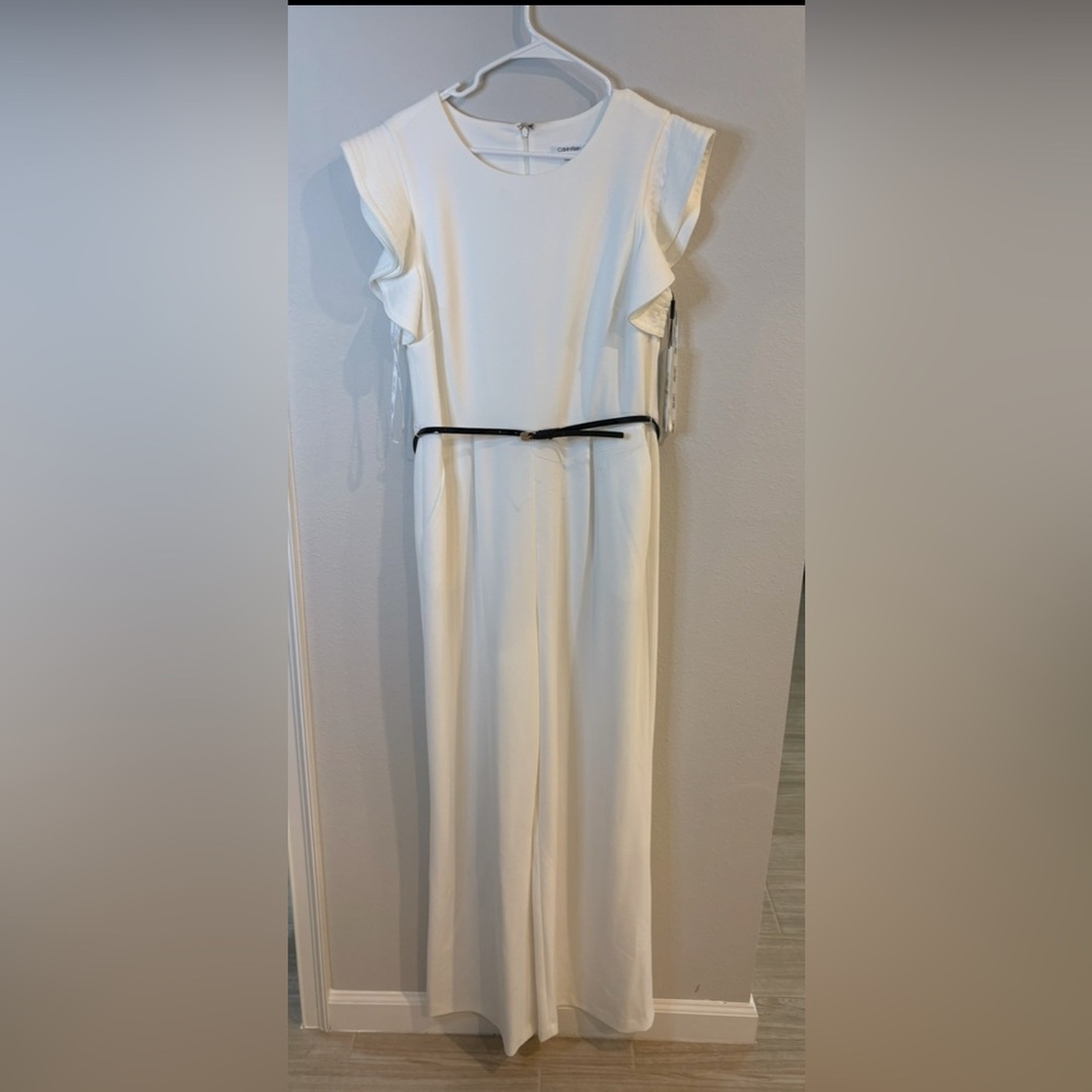 Calvin Klein Collection White Maxi Dress with Black Accent